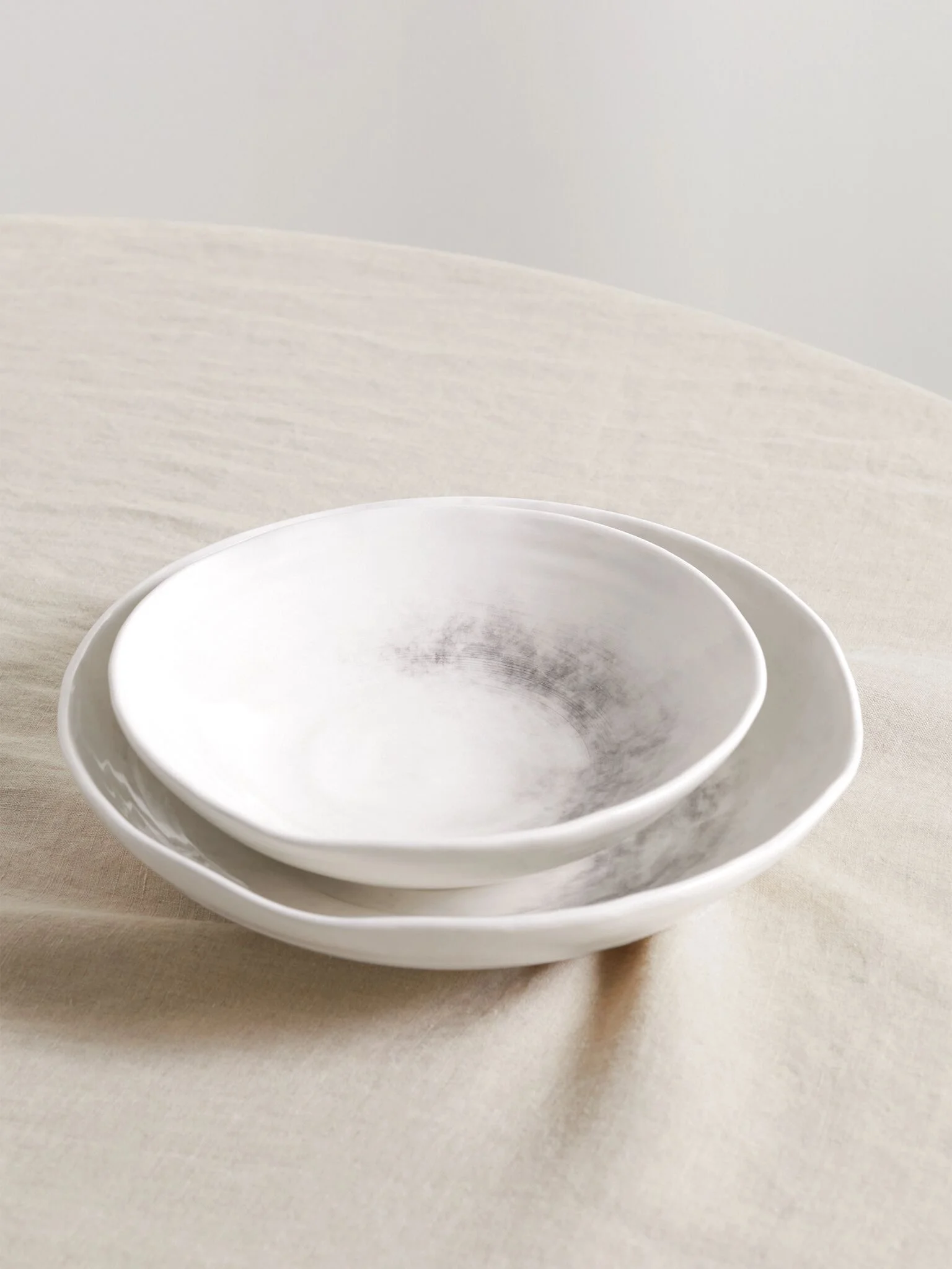 Set of two glazed ceramic bowls Stone - 1