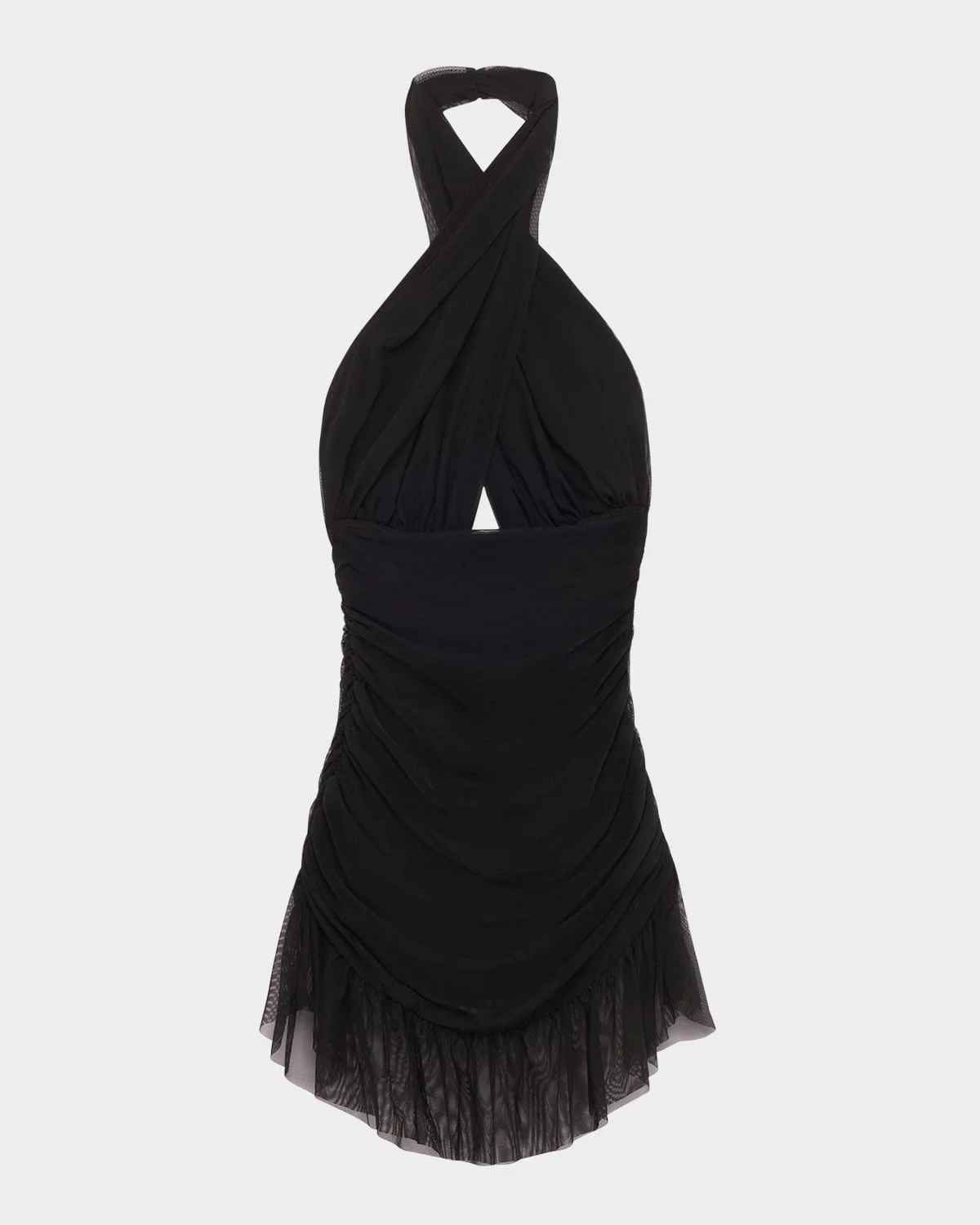 Ruffle Halter Mini Swimdress - 1