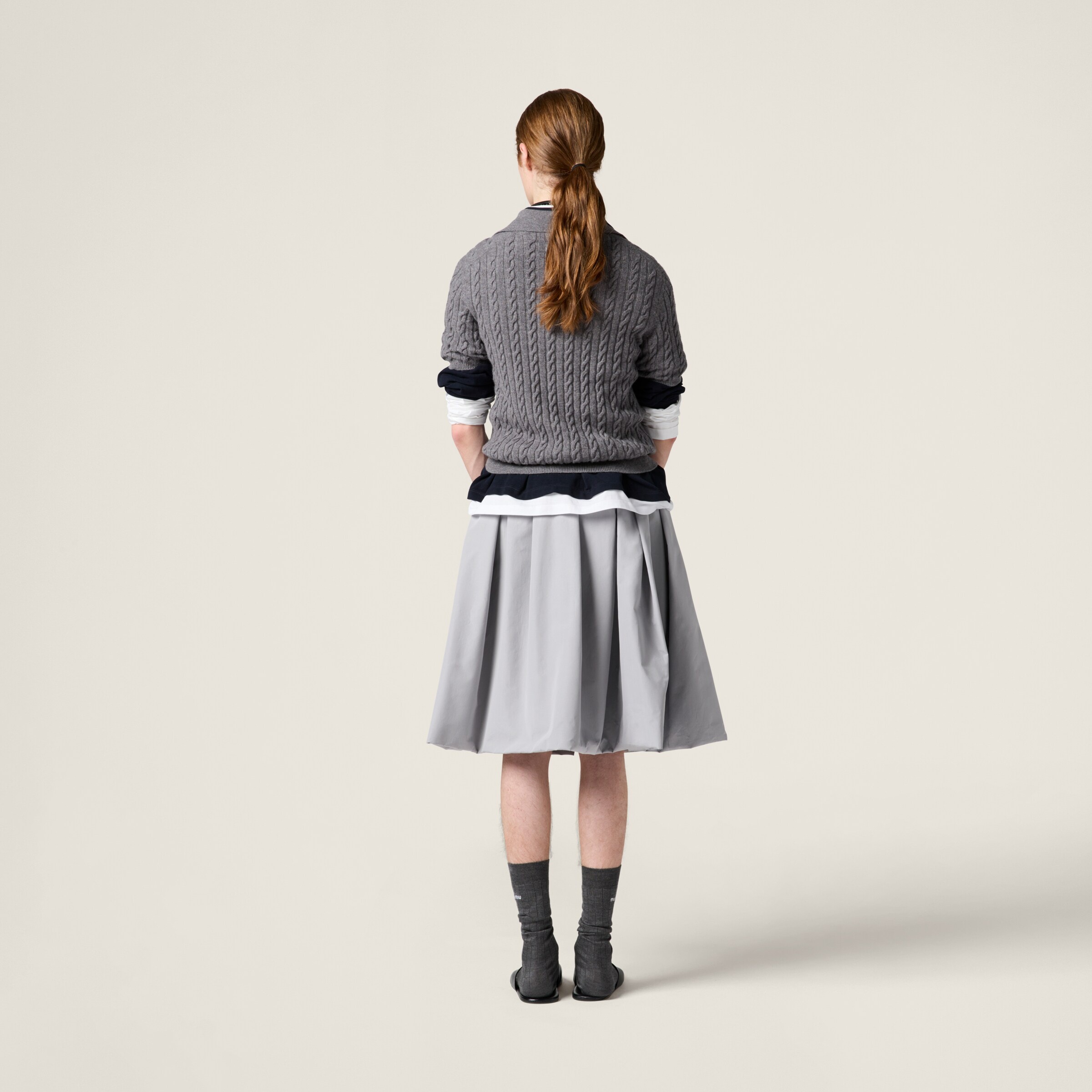 Poplin and jersey skirt - 3