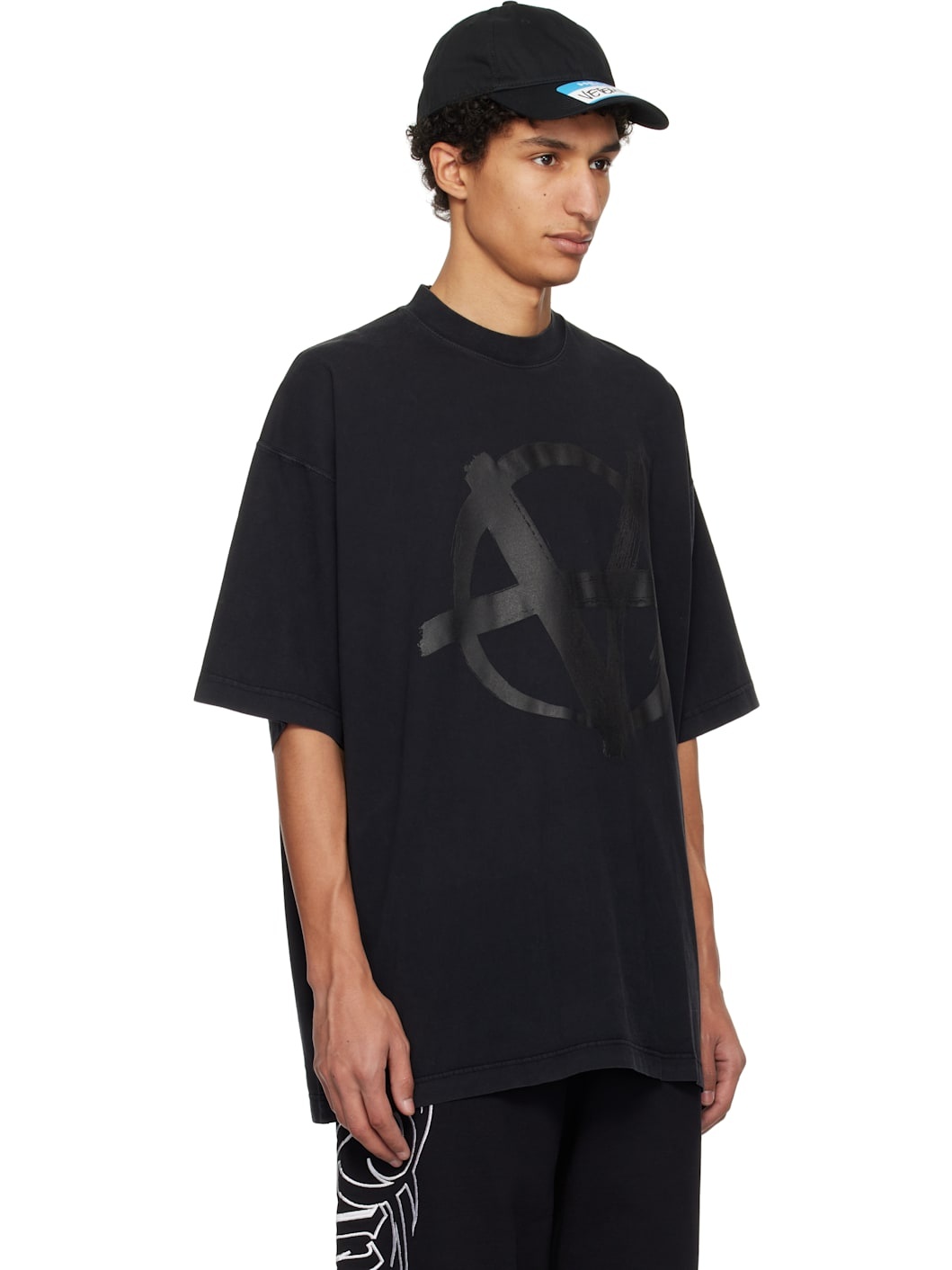 Black Double Anarchy Oversized T-shirt - 2