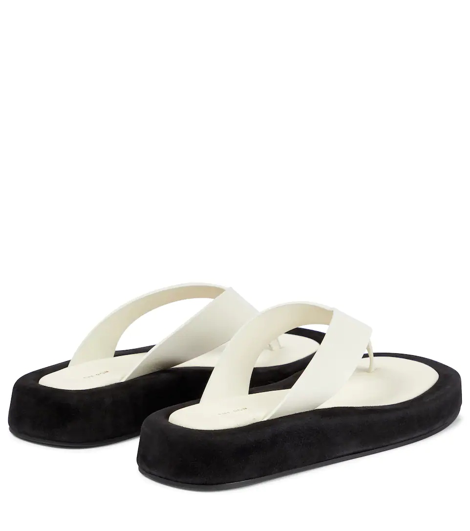 Ginza leather and suede thong sandals - 3