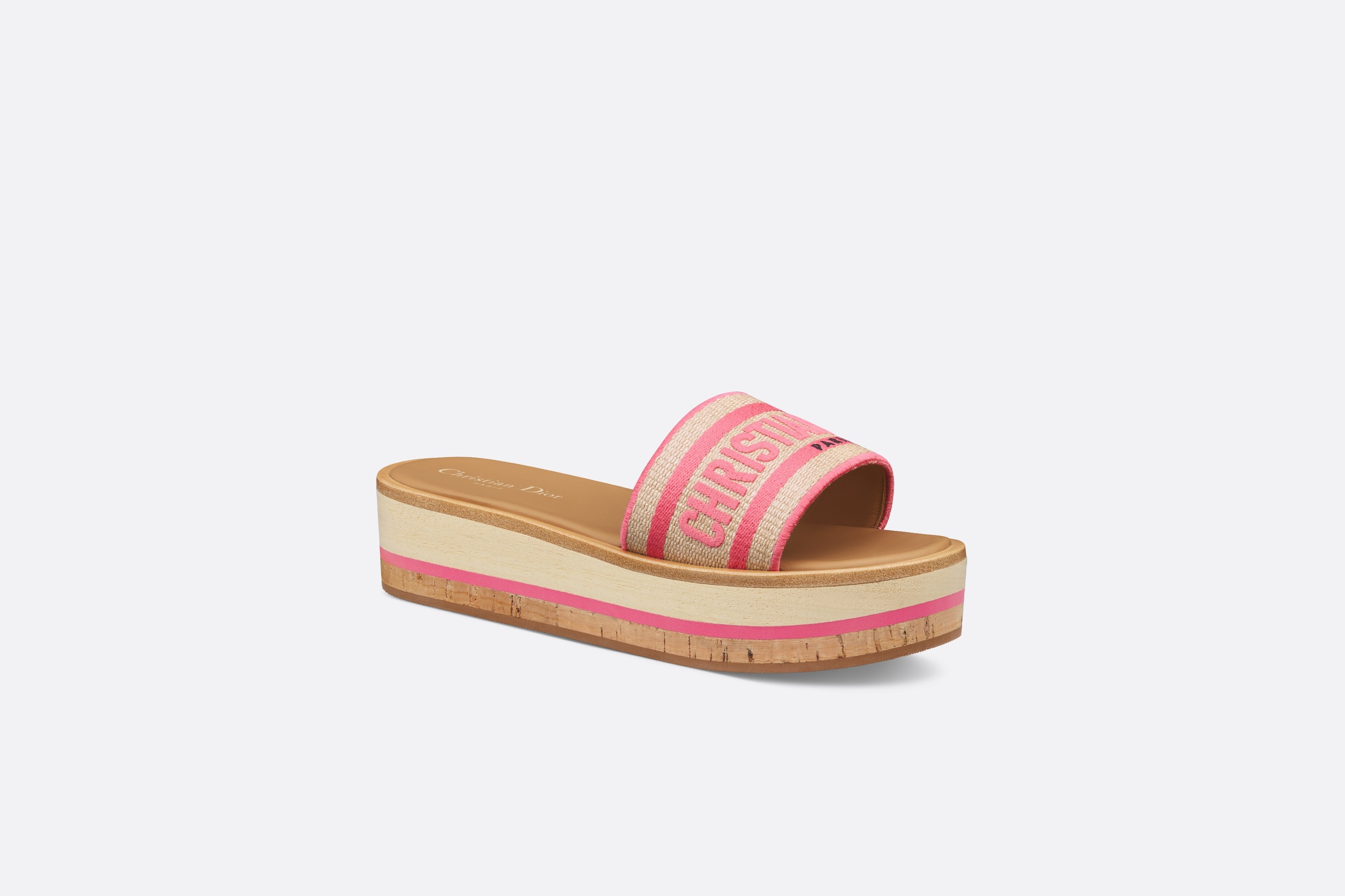 【リラックス感のあるデザイン】Dioriviera Dway スライド Dway Slide Deep Blue Embroidered Cotton | DIOR