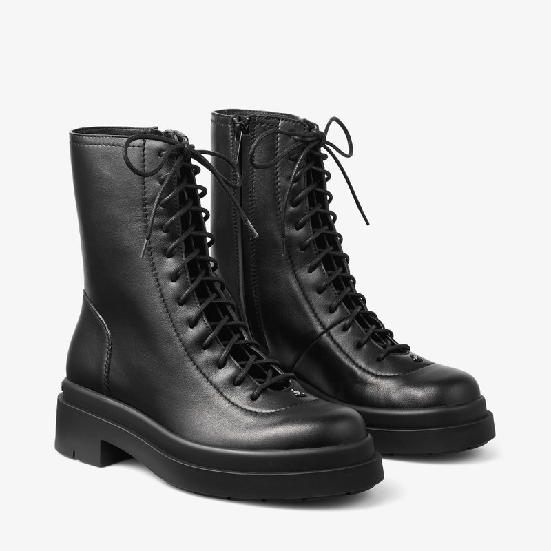 Sima Flat Black Smooth Leather Ankle Boots 3