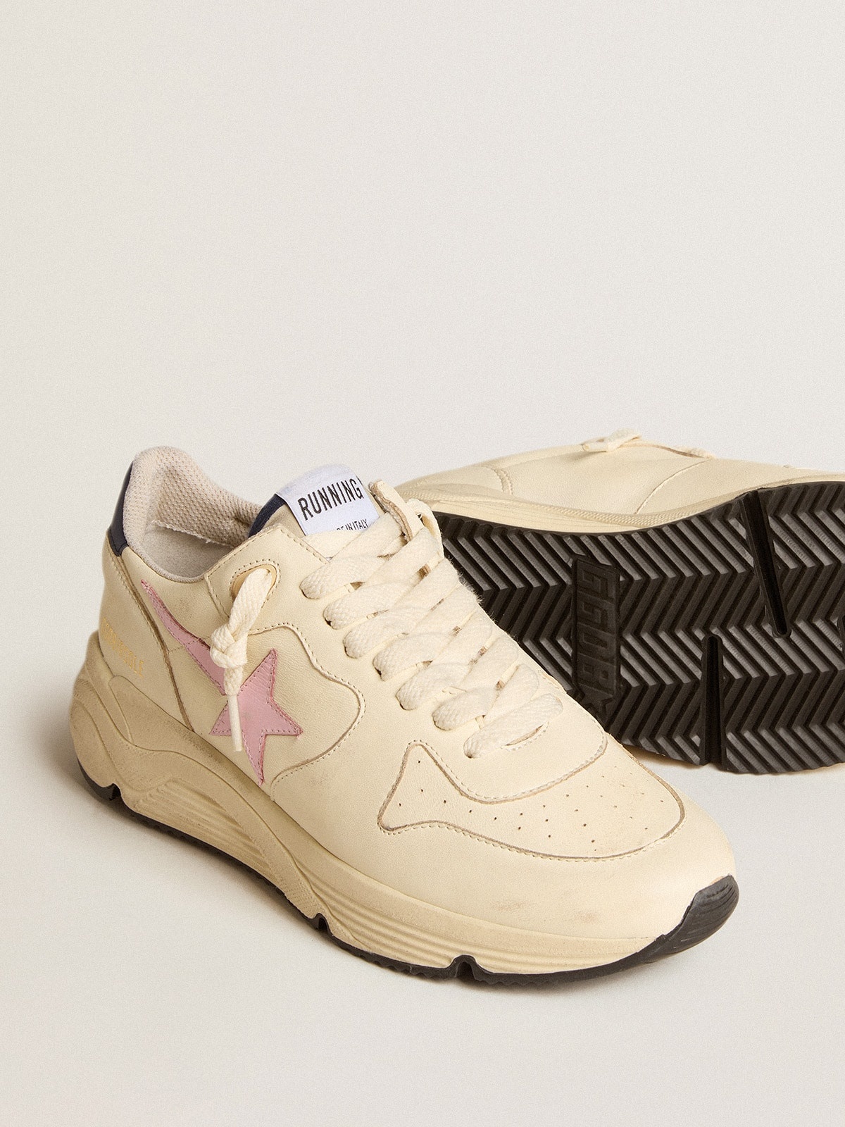 Running Sole in nappa leather with pink leather star and blue leather heel tab - 3
