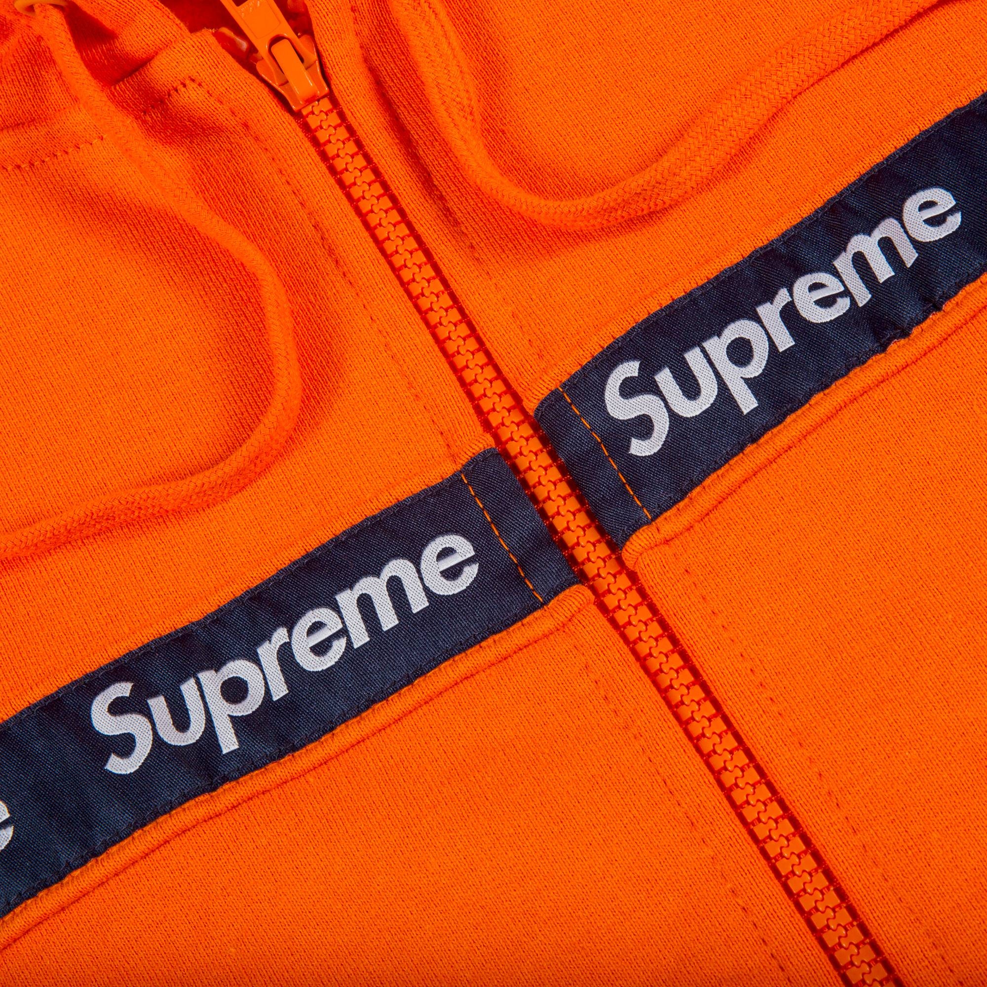 Supreme Text Stripe Zip Up Hooded Sweatshirt 'Orange' - 2