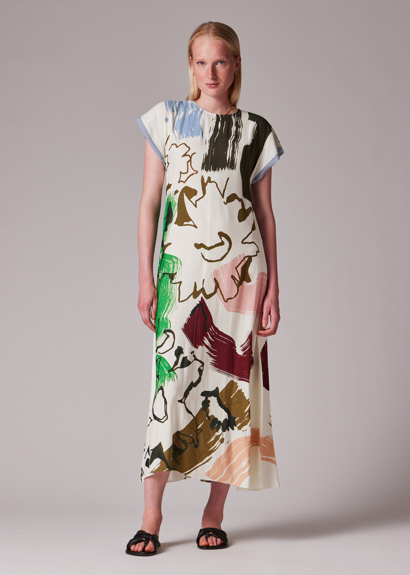 Women's 'Painters' Smock Fluted Sleeve Dress 3