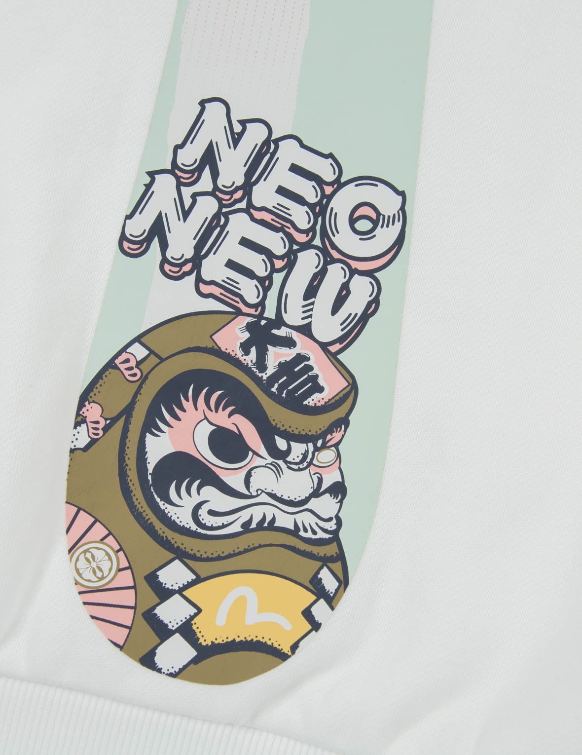 “FORTUNE CAT AND DARUMA” DOUBLE DAICOCK PRINT HOODED SWEATSHIRT - 8
