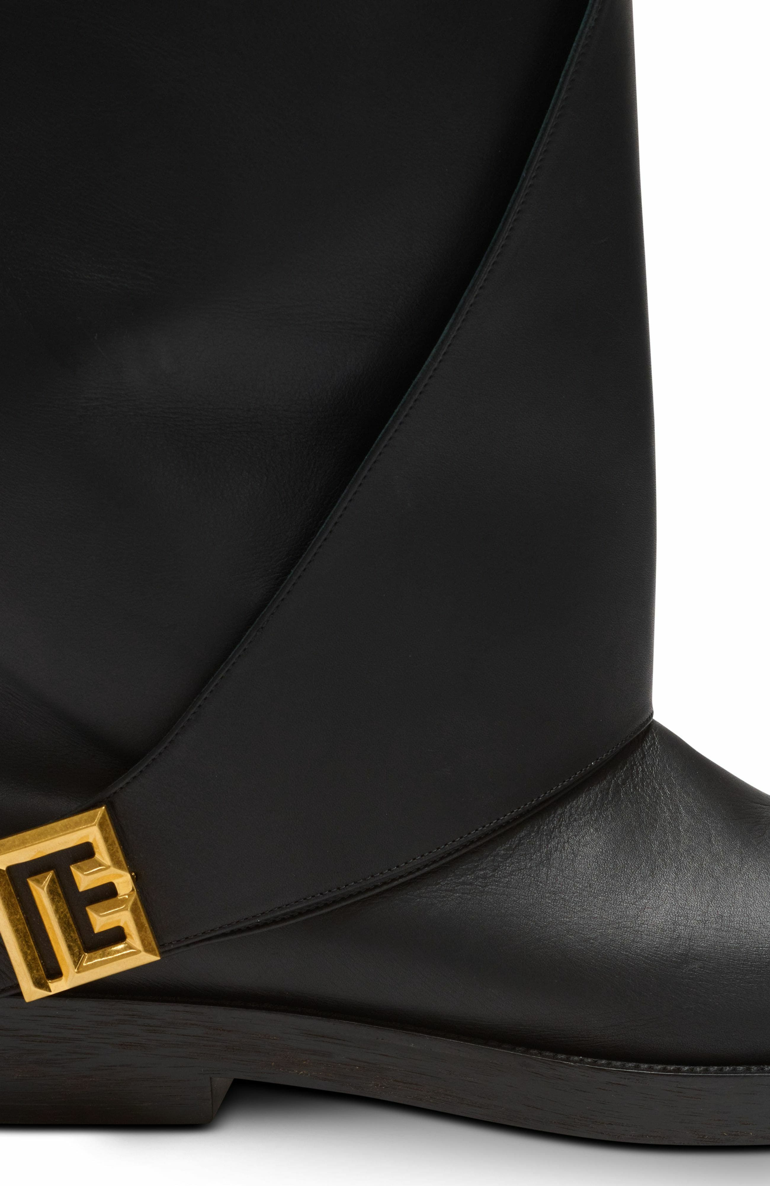 Balmain Twist Flat Leather Boots in Black at Nordstrom - 7