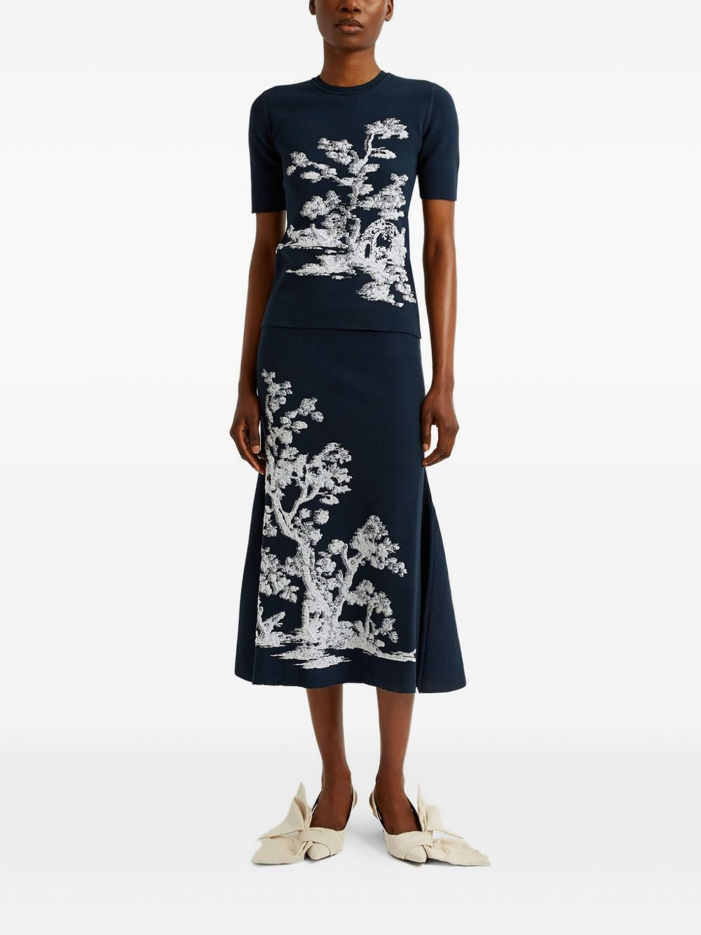 tree-print midi skirt - 2