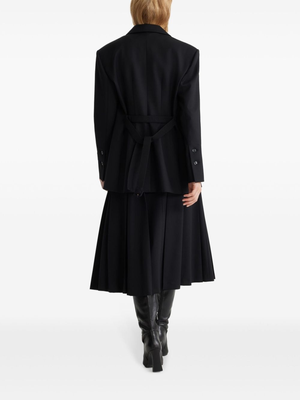 logo-patch belted blazer - 3