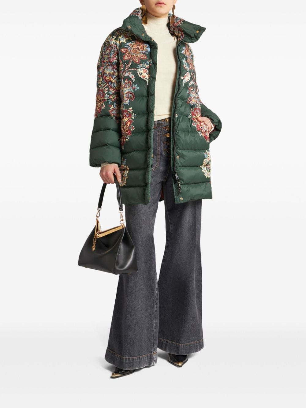 paisley-print zip-up puffer coat - 2