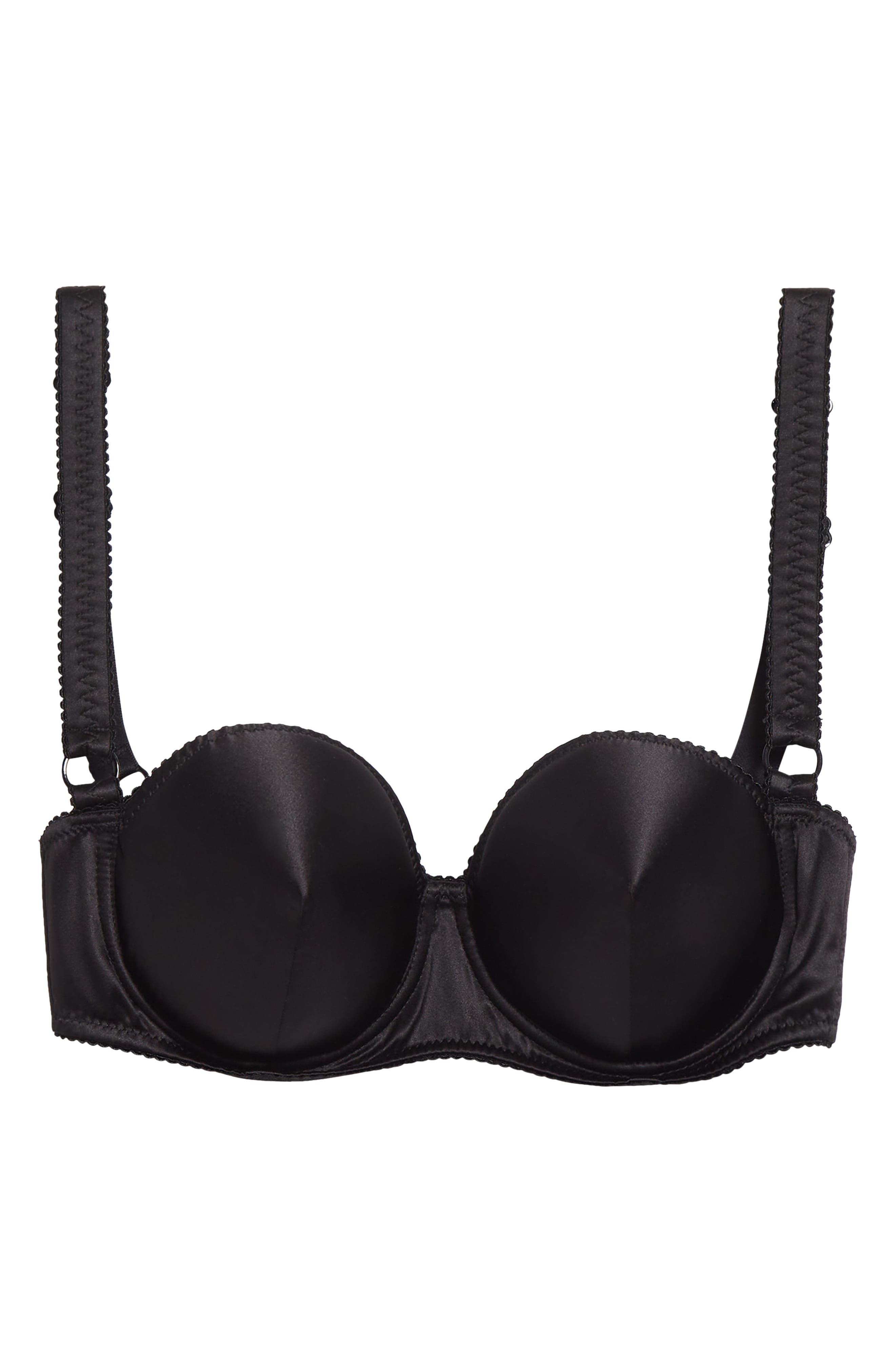 Dolce&Gabbana Underwire Stretch Silk Satin Balconette Bra in N0000 Nero at Nordstrom - 6