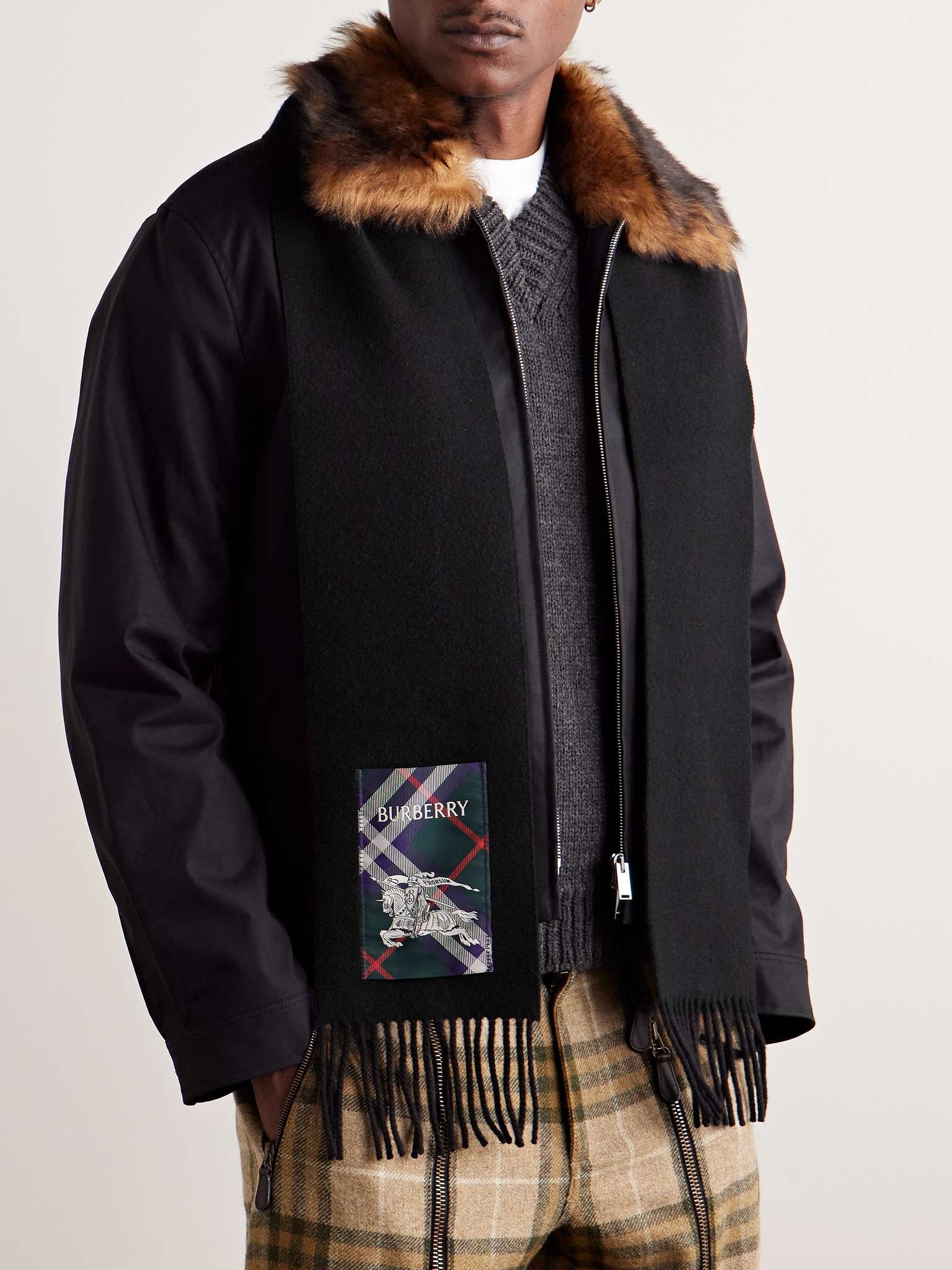 Fringed Appliquéd Cashmere Scarf - 2
