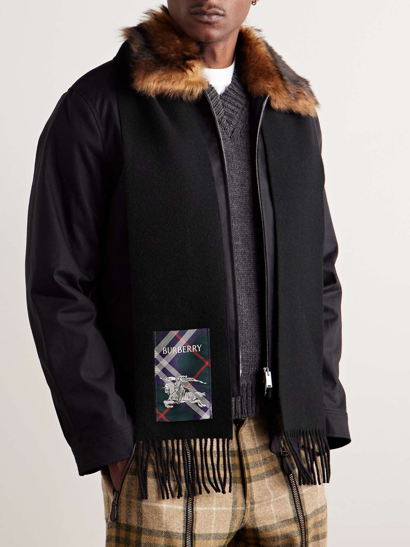 Burberry Fringed Appliquéd Cashmere Scarf outlook