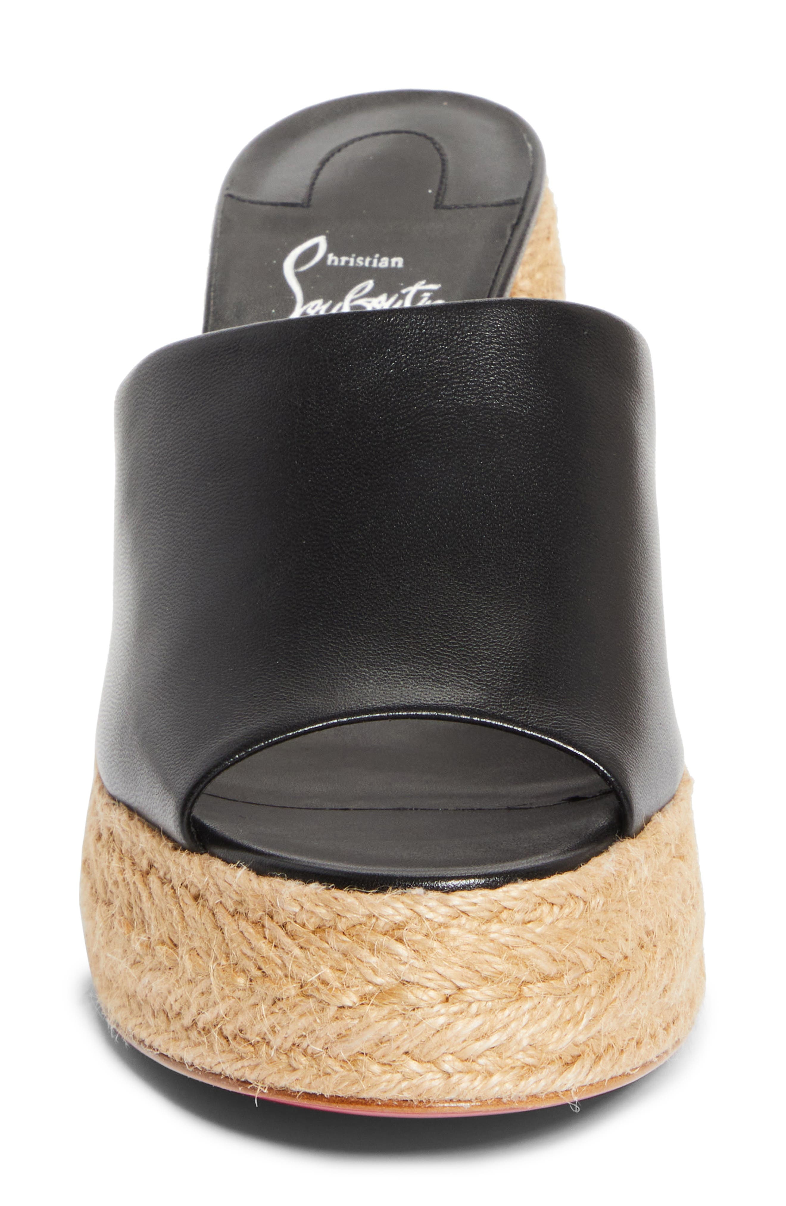 Christian Louboutin Calakala Espadrille Platform Slide Sandal in Black/Lin Black at Nordstrom - 4