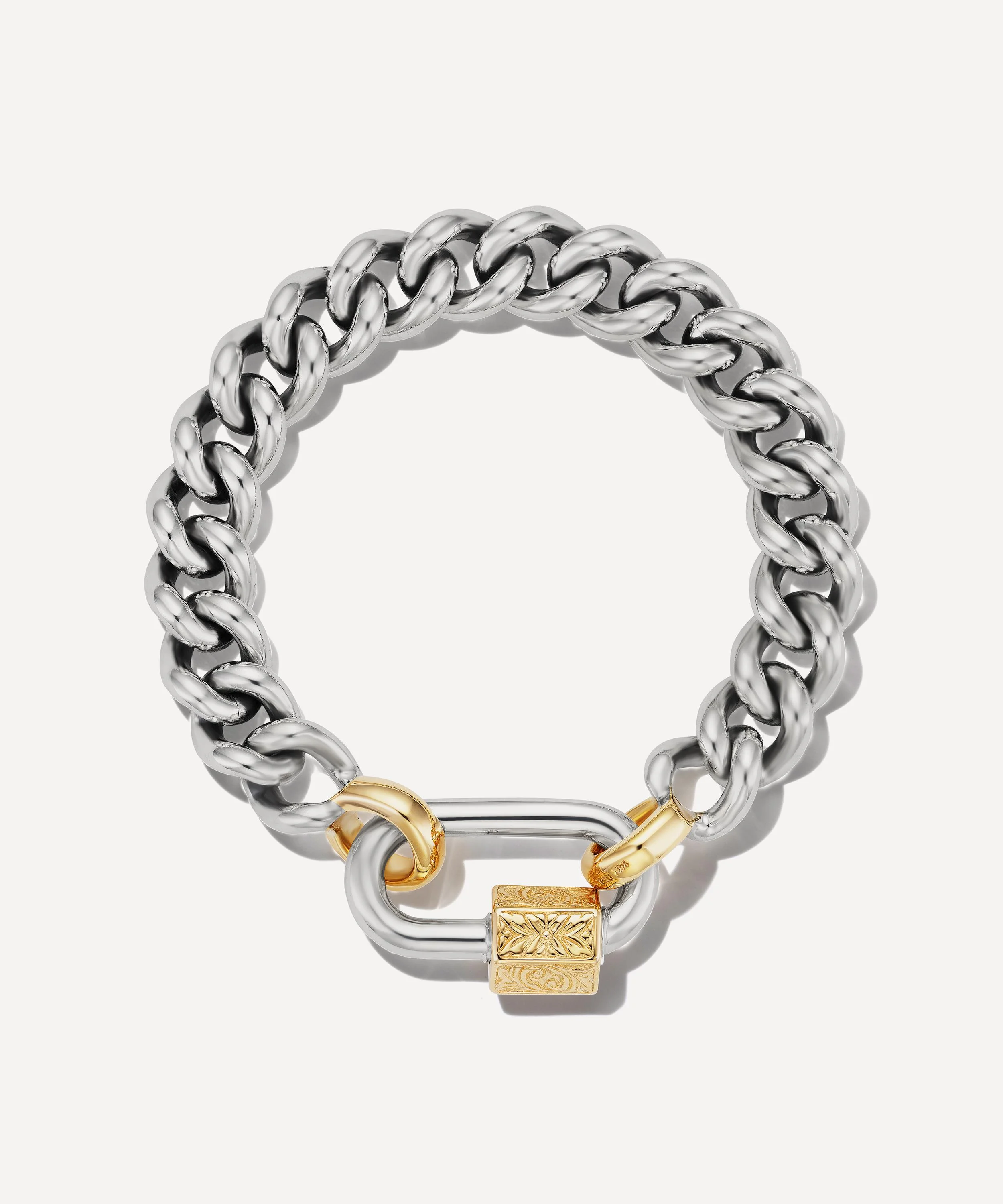 Mini Mega Chain and Embossed Chubby Medium Lock Bracelet - 1