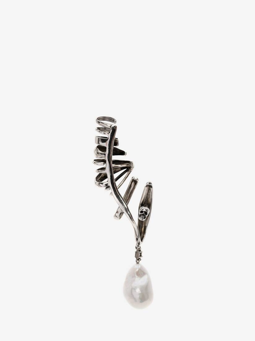 River Pearl Ear Cuff in Antique Silver - 3