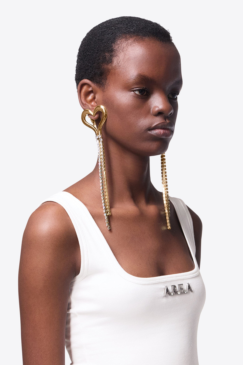 CRYSTAL HEART FRINGE EARRINGS 3