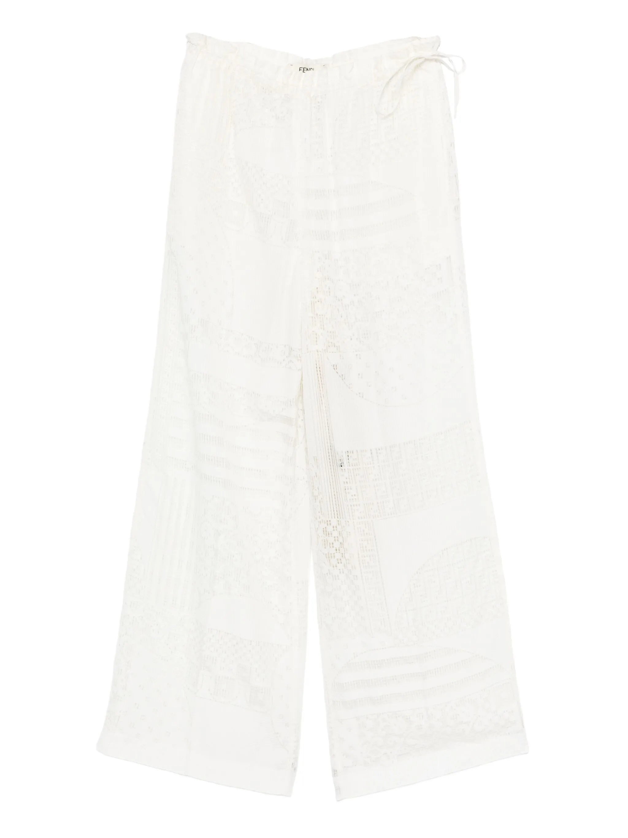 lace-panel trousers - 1