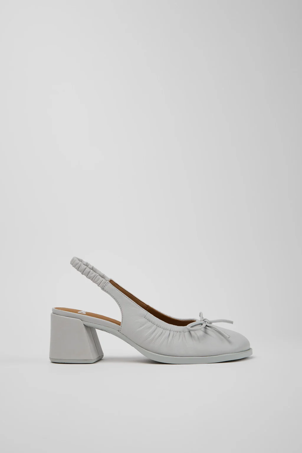 Kora Gray Leather Semi-Open Shoes for Women. - 1