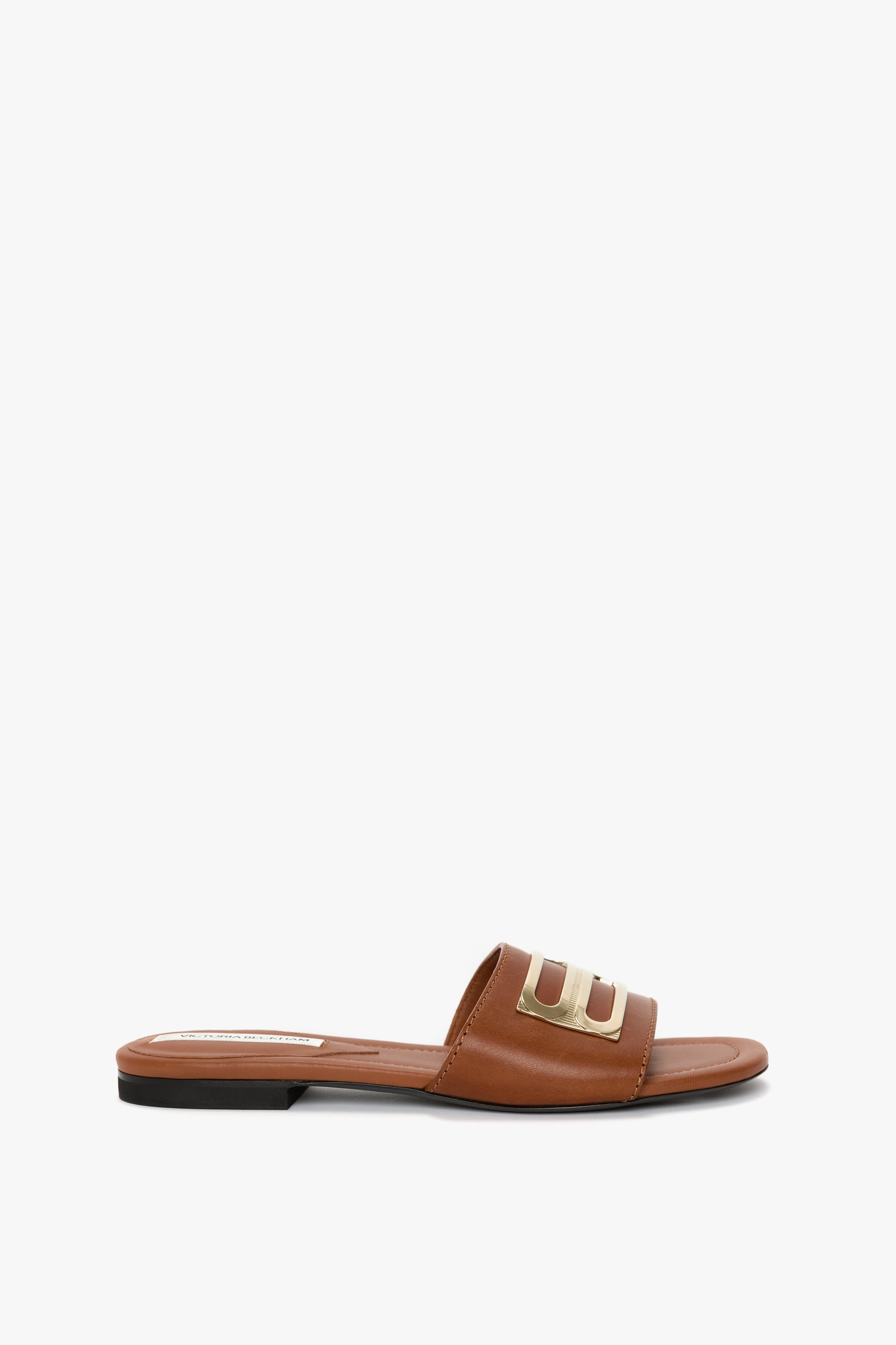 B Buckle Slide In Light-Pastel Brown Leather - 1