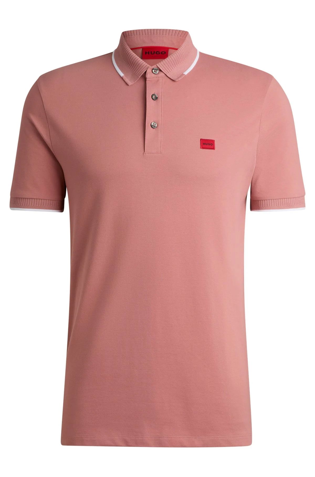 SLIM-FIT POLO SHIRT WITH RED LOGO LABEL - 1