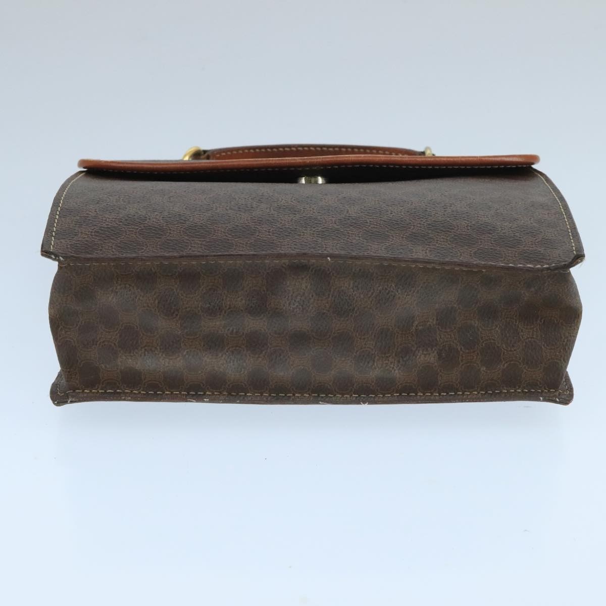 CELINE Macadam Canvas Hand Bag Pvc Leather Brown Gold - 5