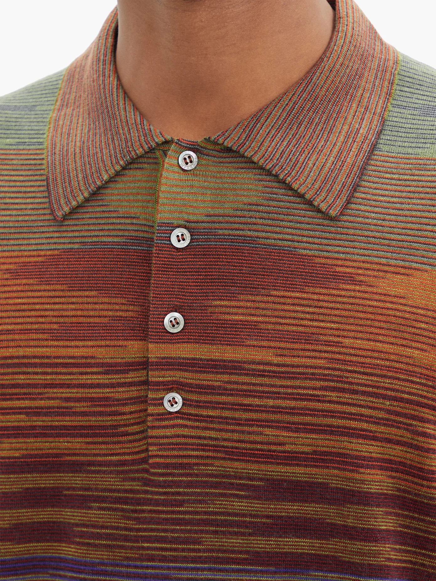 Space-dyed stripe wool-blend polo shirt - 3