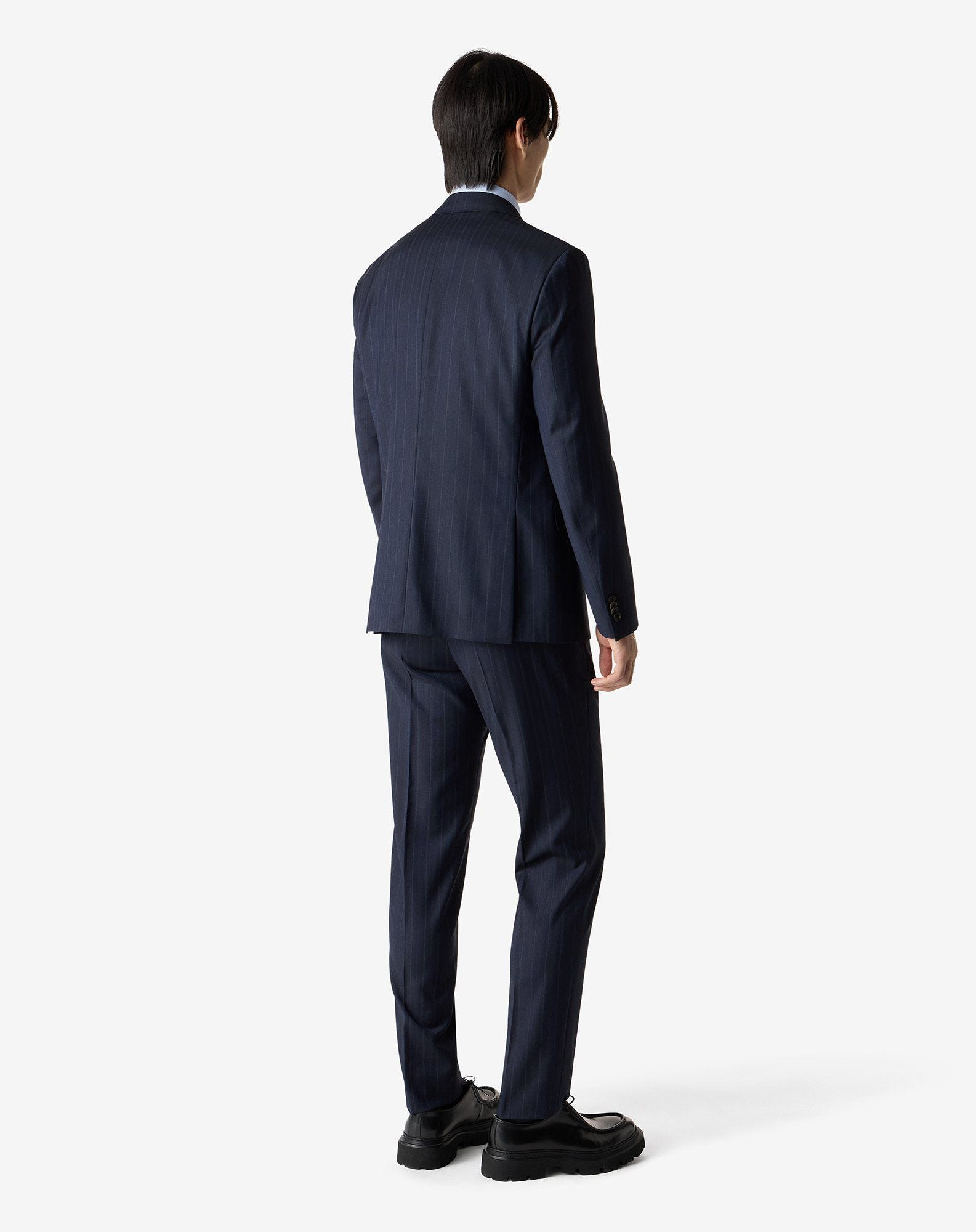 Navy blue pin striped wool suit - 3