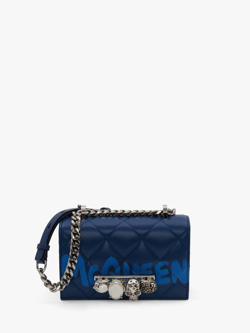 Mini Jewelled Satchel in Ink Blue 1