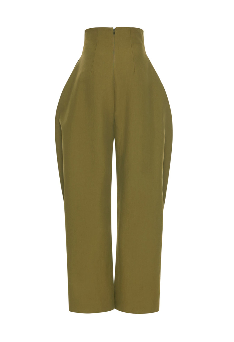 HIGH RISE ROUNDED PANT KHAKI GREEN 9