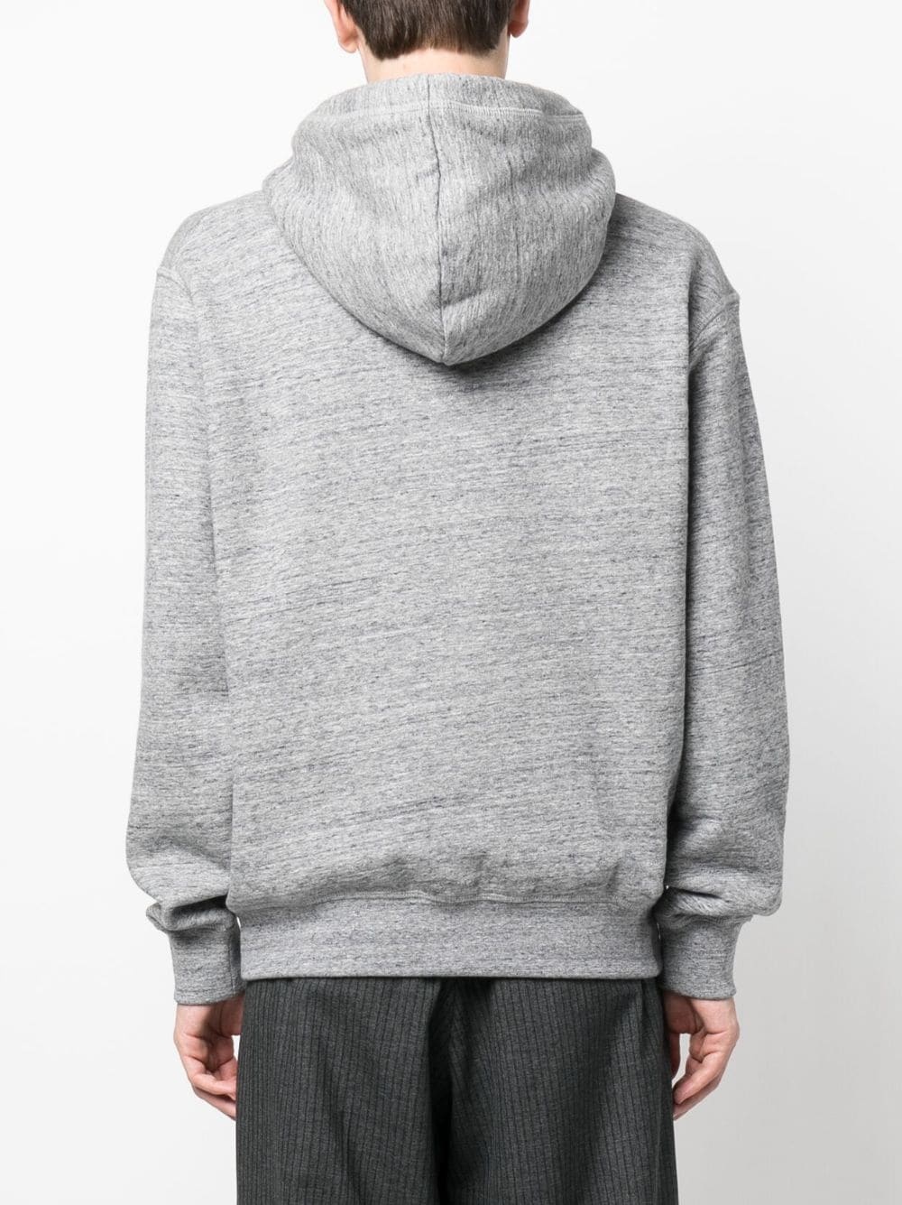 logo-print mélange-effect hoodie - 4
