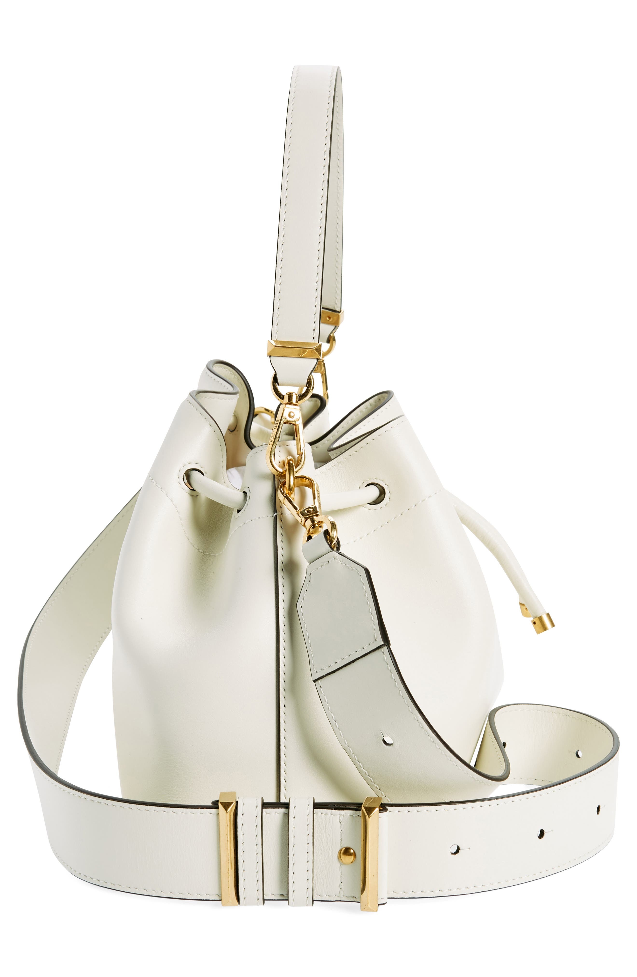 Jimmy Choo Cinch M Leather Bucket Bag in Latte/Gold at Nordstrom - 7