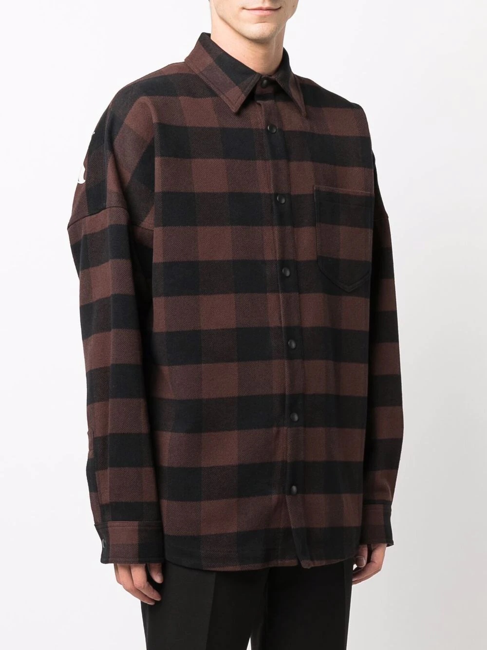 logo-print checked shirt - 4