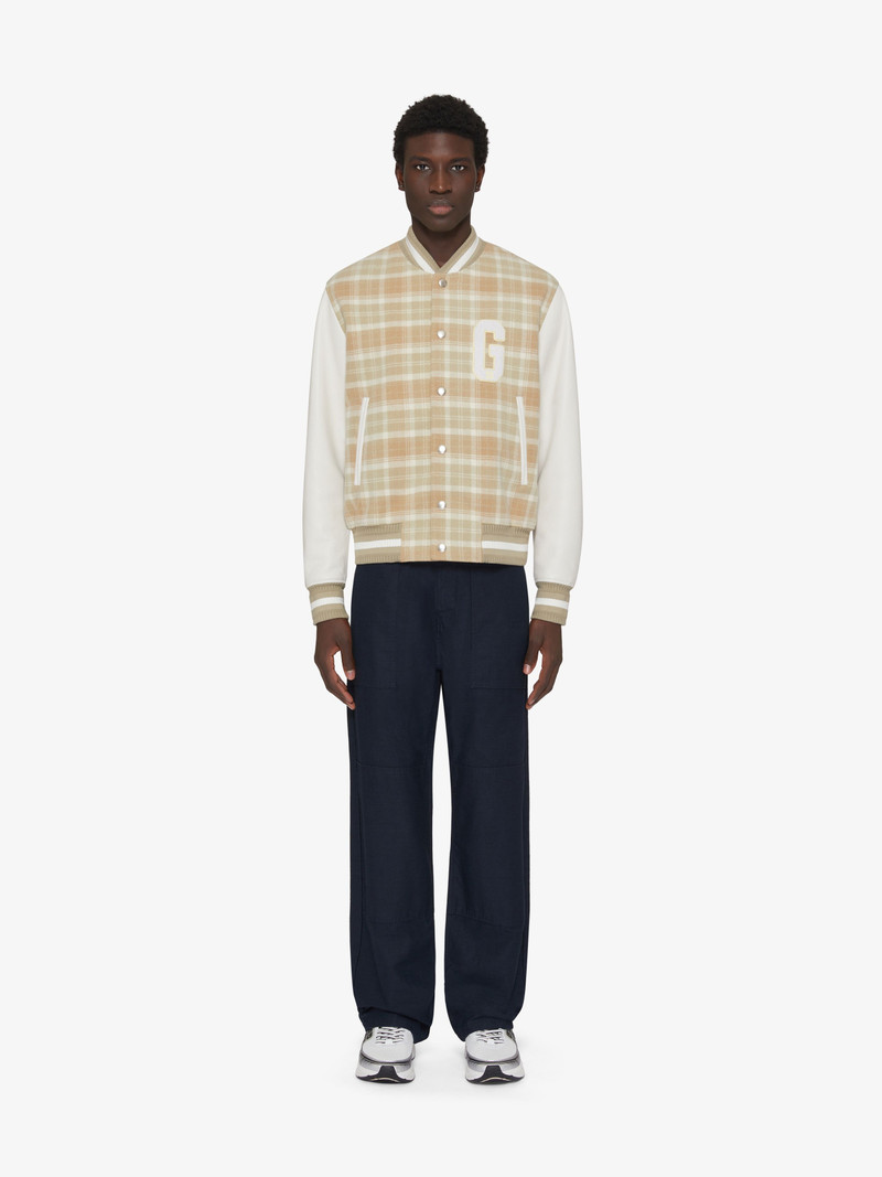 Givenchy GIVENCHY CHECKED VARSITY JACKET IN WOOL AND LEATHER outlook