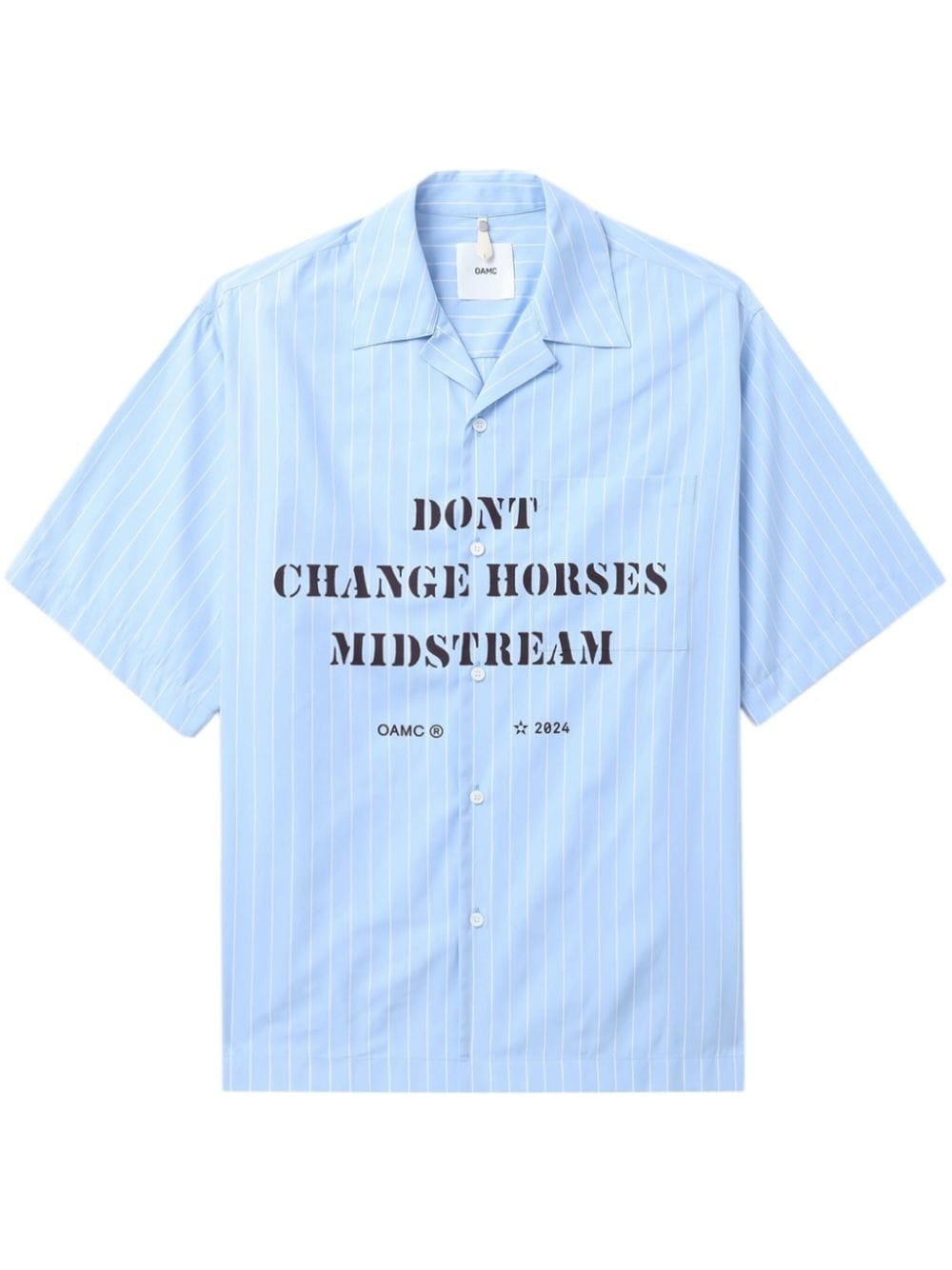 striped slogan-print shirt - 1