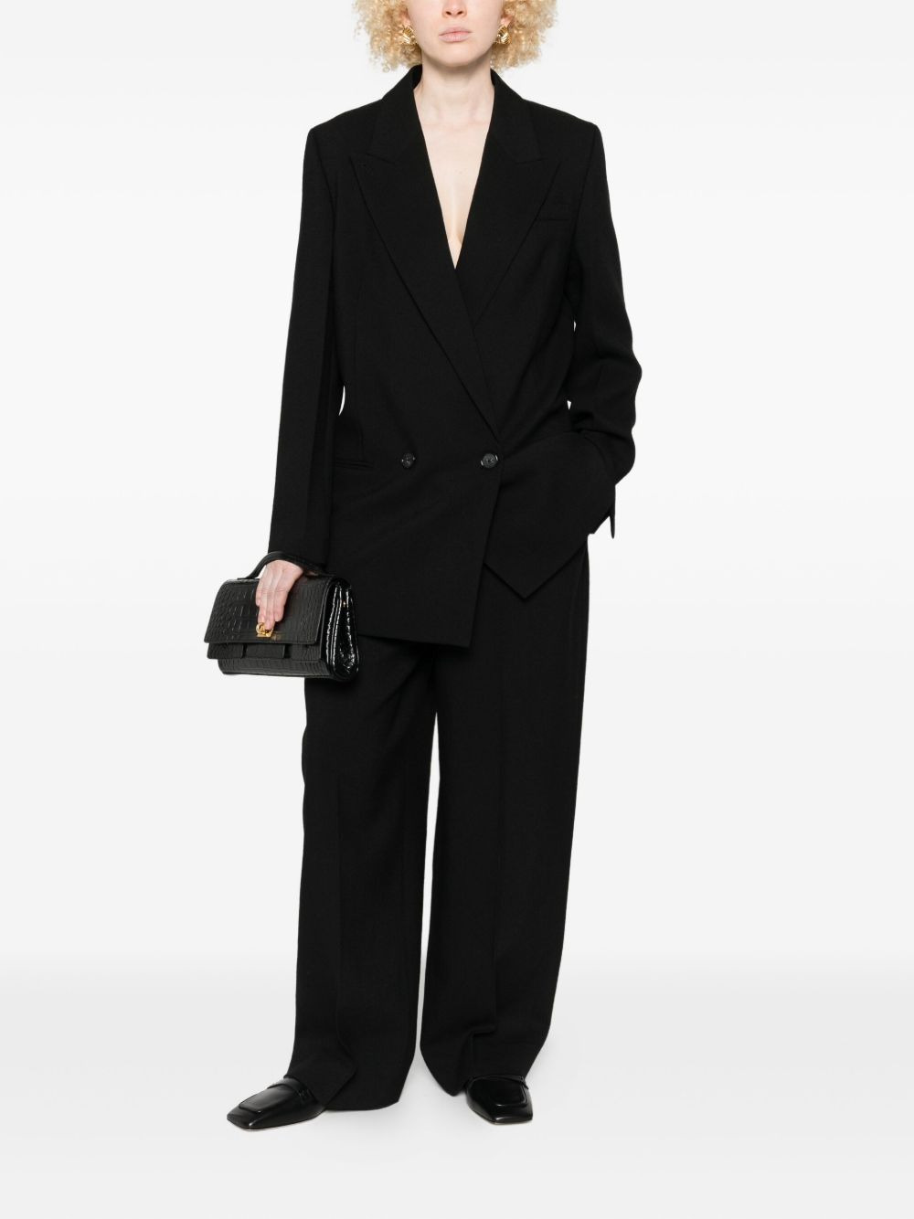 double-breasted shield blazer - 2