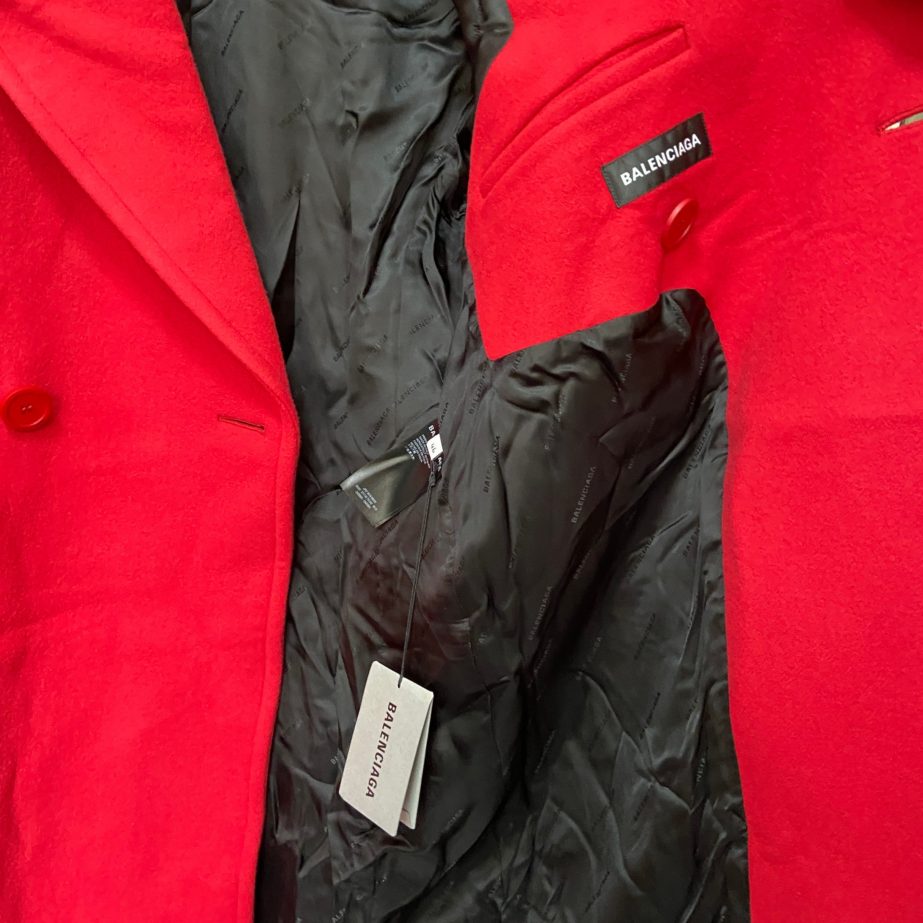 Balenciaga Ss19 runway 80s boxy shoulder red camel wool coat jacket 46 - 14