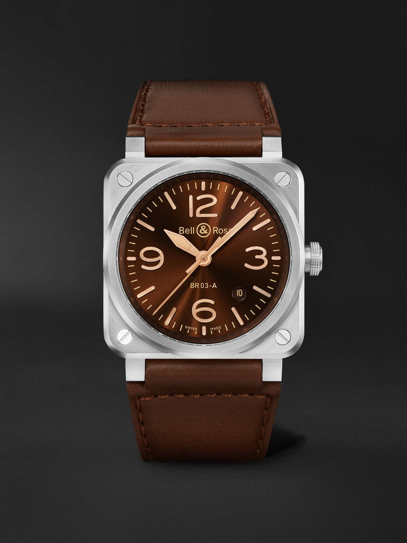 BR 03 Golden Heritage Automatic 41mm Steel and Leather Watch, Ref. No. BR03A-GH-ST/SCA - 1