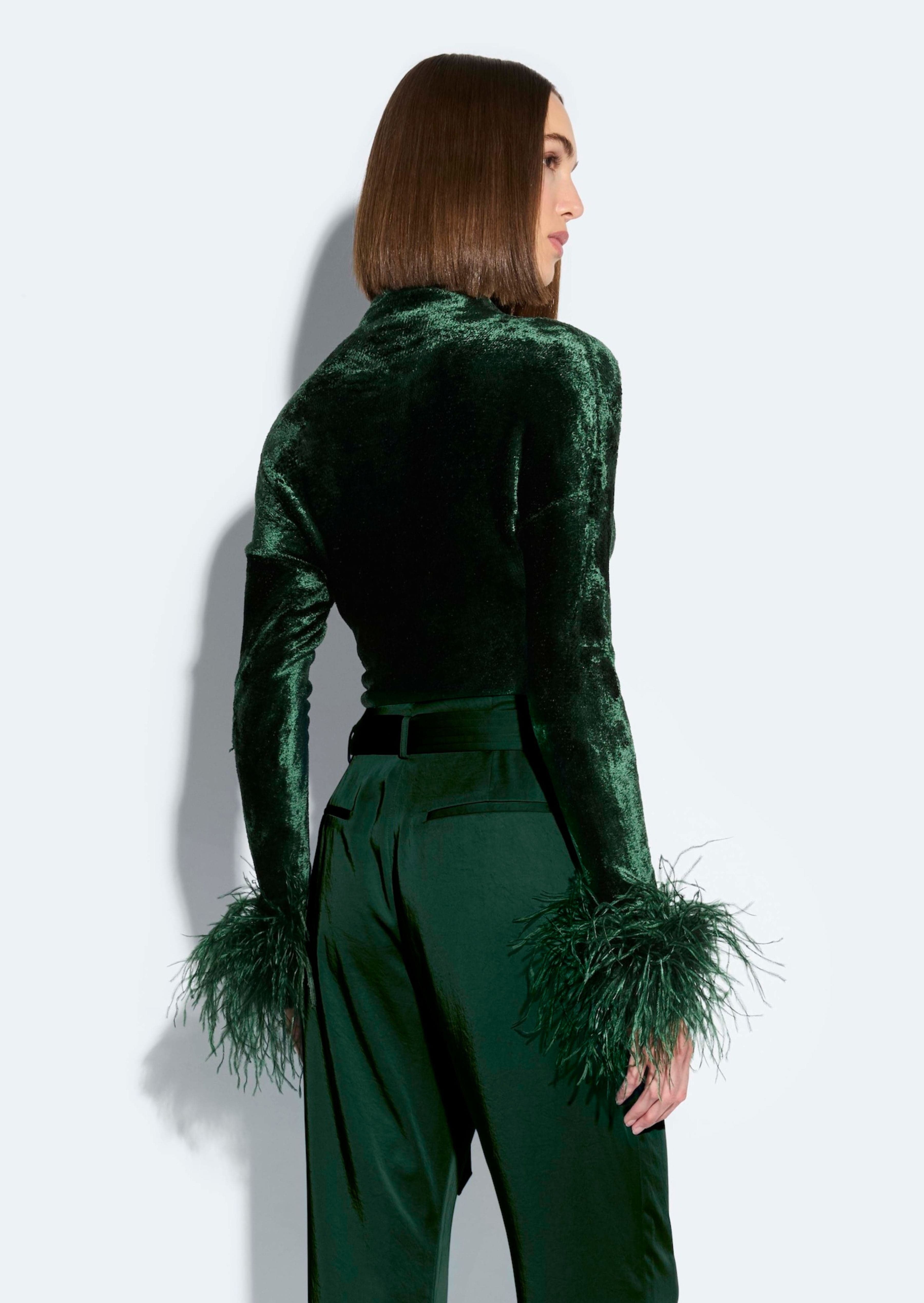 Velvet Dolman Top With Feathers - 3