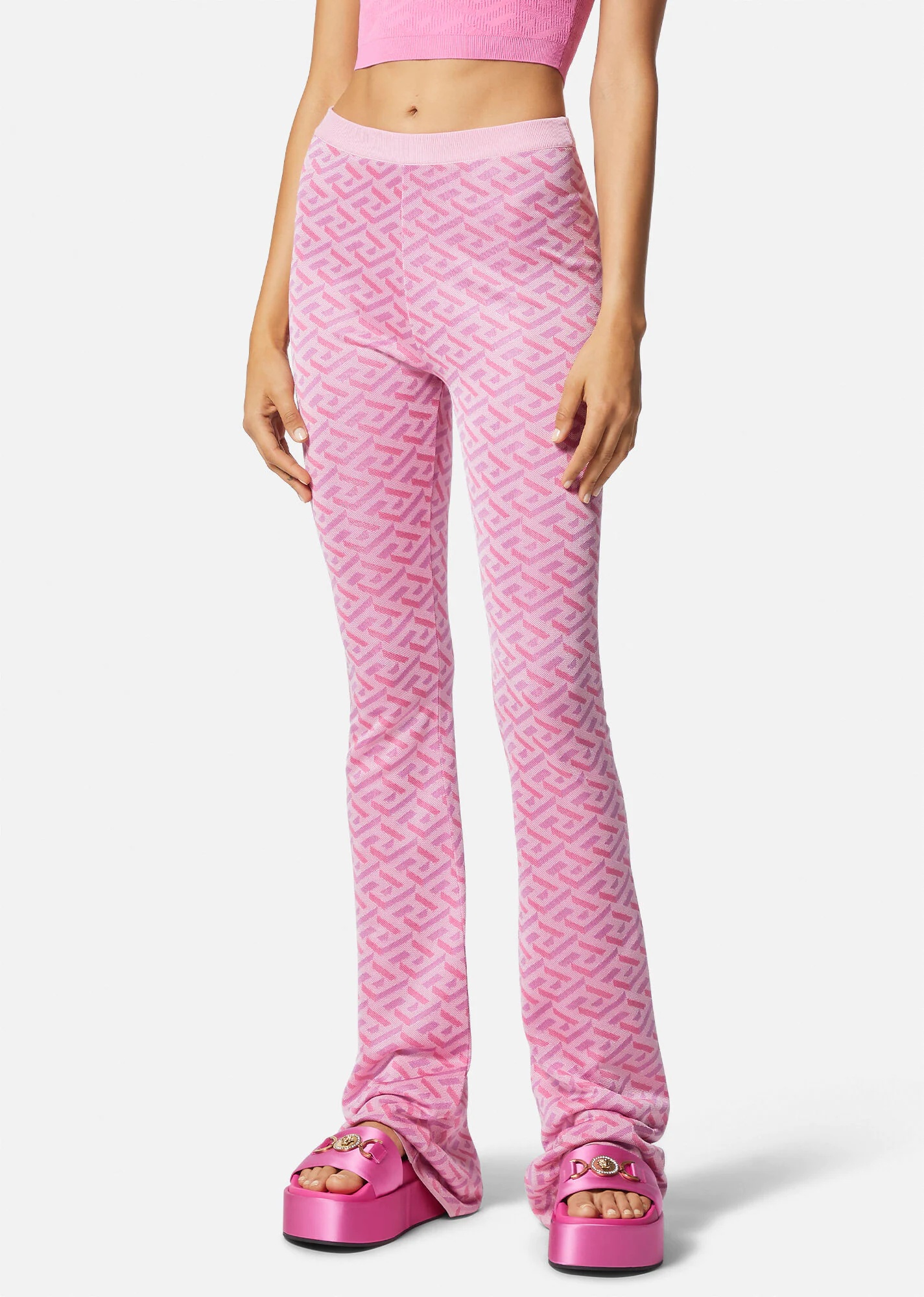 Versace ribbed flared trousers - Blue