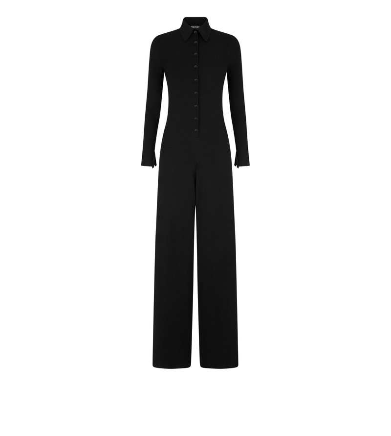 COMPACT FINE CASHMERE SILK KNIT POLO JUMPSUIT 1