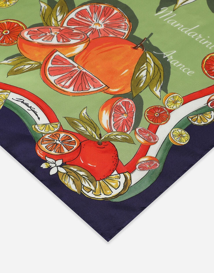 Citrus-print twill scarf (70 x 70) - 3