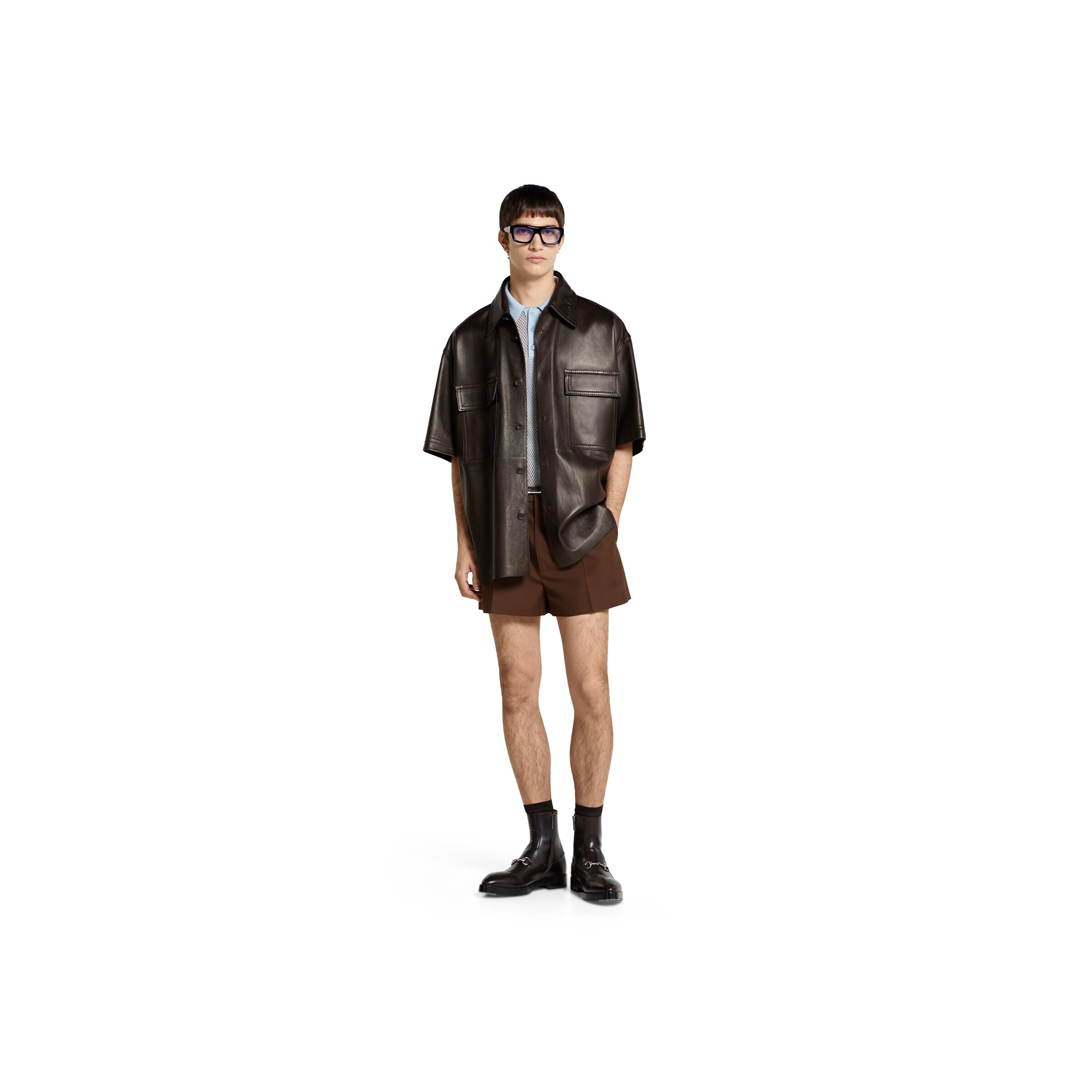 Embossed plongè leather shirt - 2