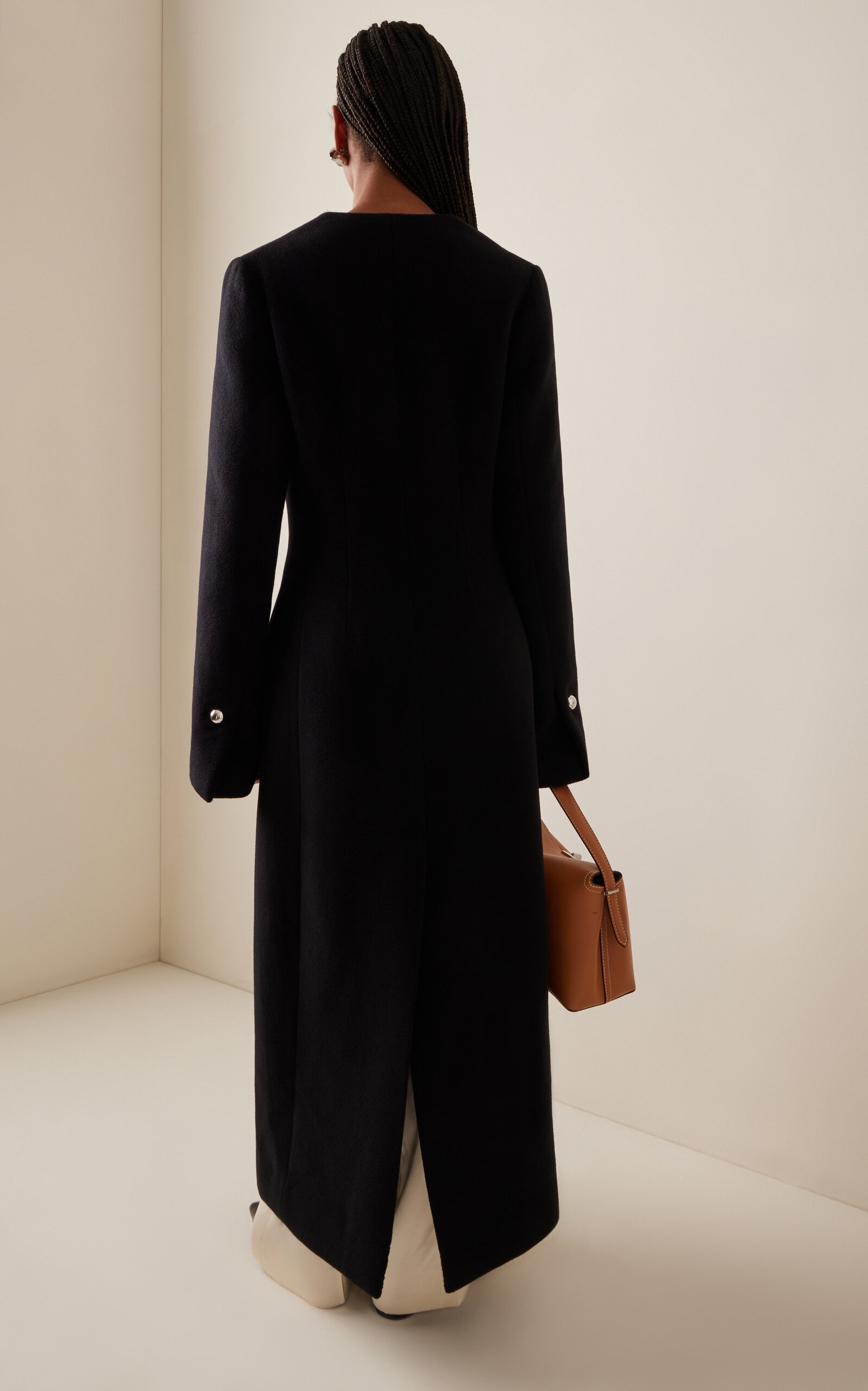 Layered Cashmere Coat black - 4