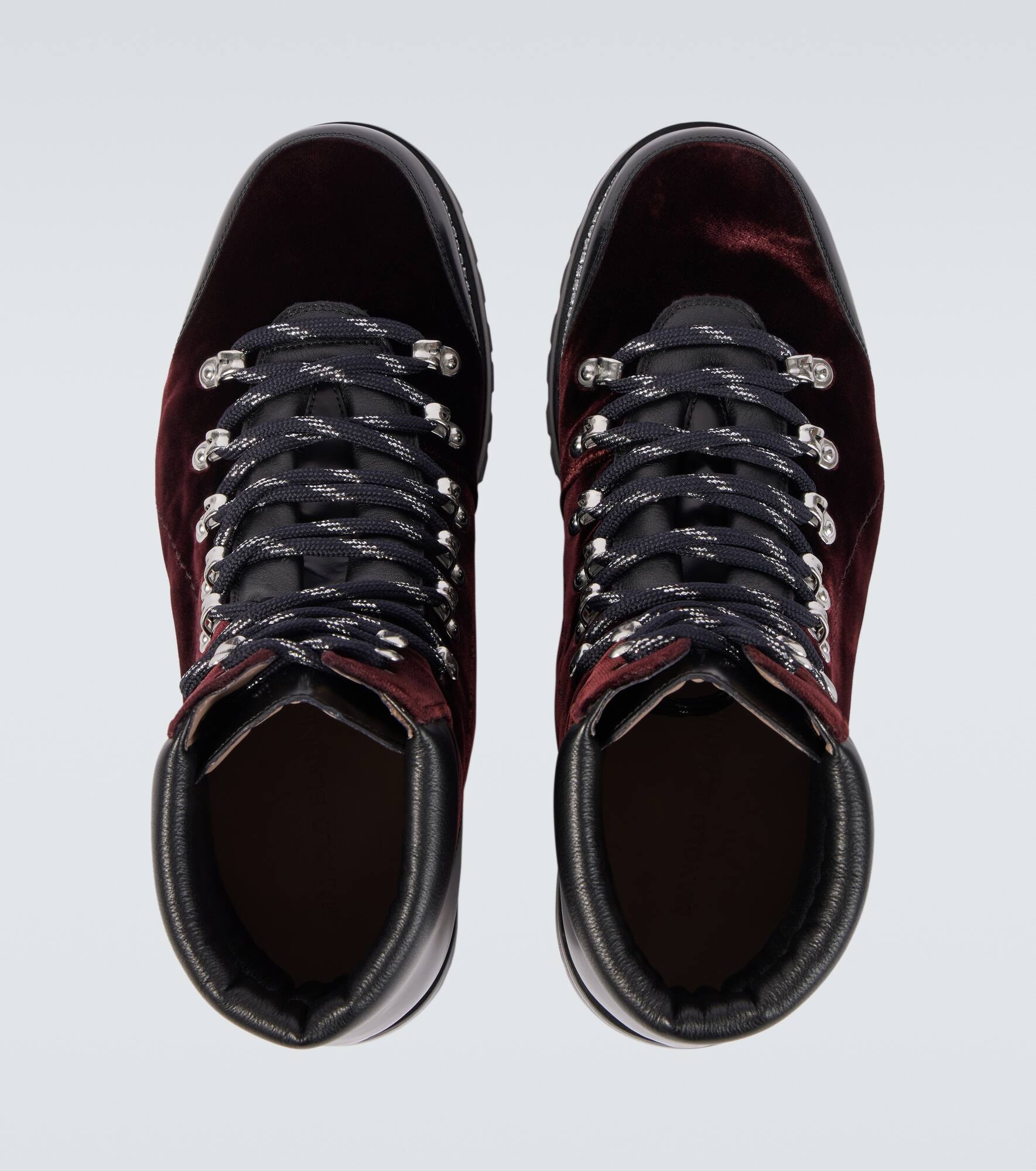 Janka leather-trimmed velvet combat boots - 4