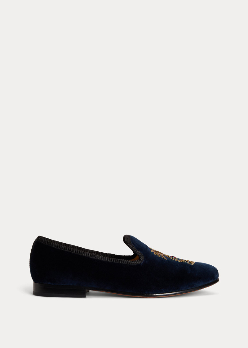 Paxton Crest Velvet Slipper 1