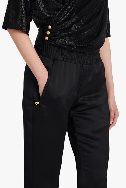 Black eco-designed satiny pants - 6