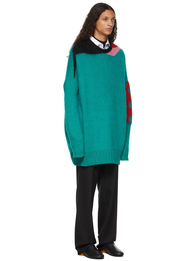 Raf Simons Green Oversized Contrasting Strokes Sweater outlook