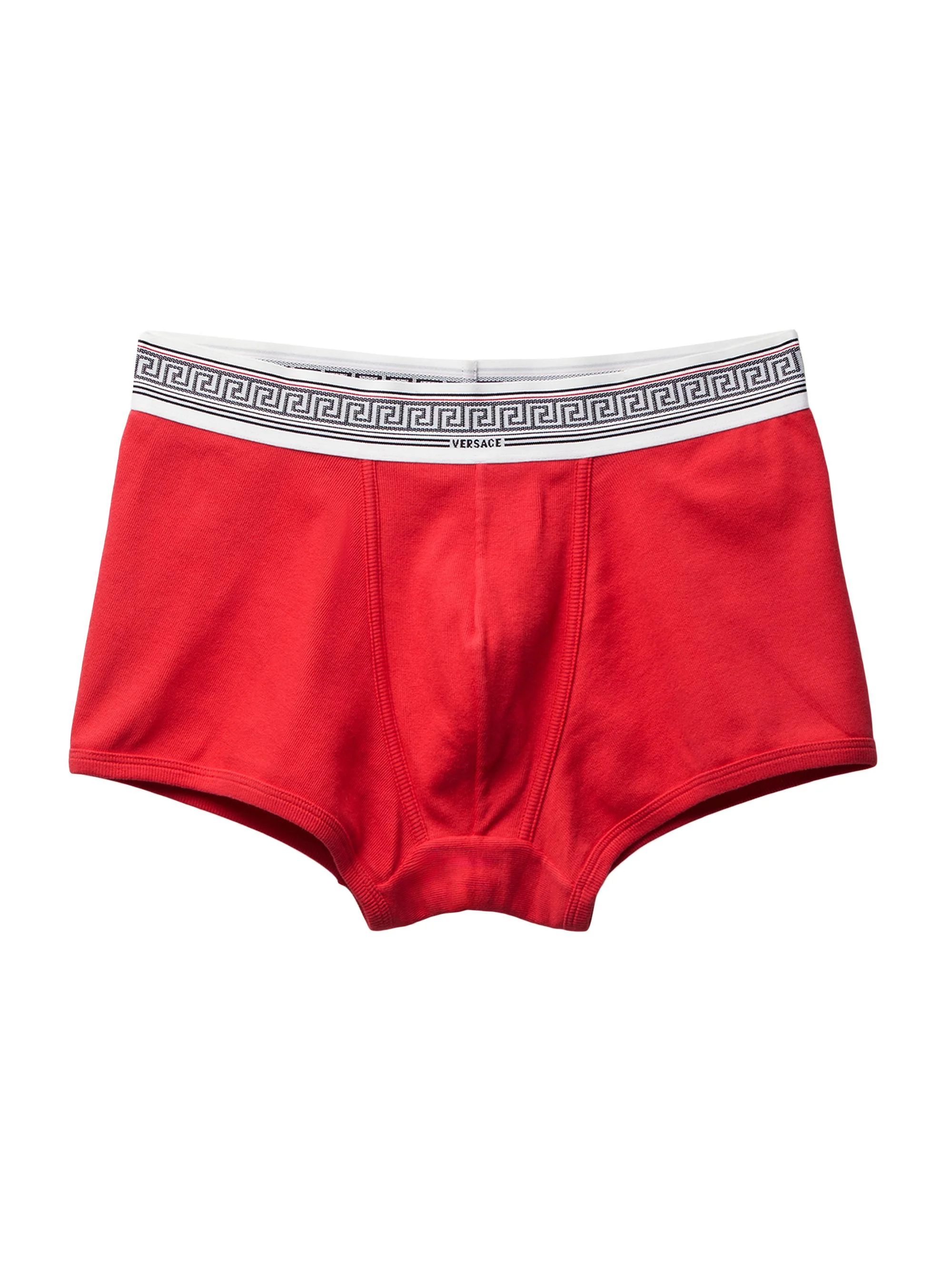 Men's Ribbed Greca Medusa Stretch-Cotton Trunk Briefs - Bright Red - 1